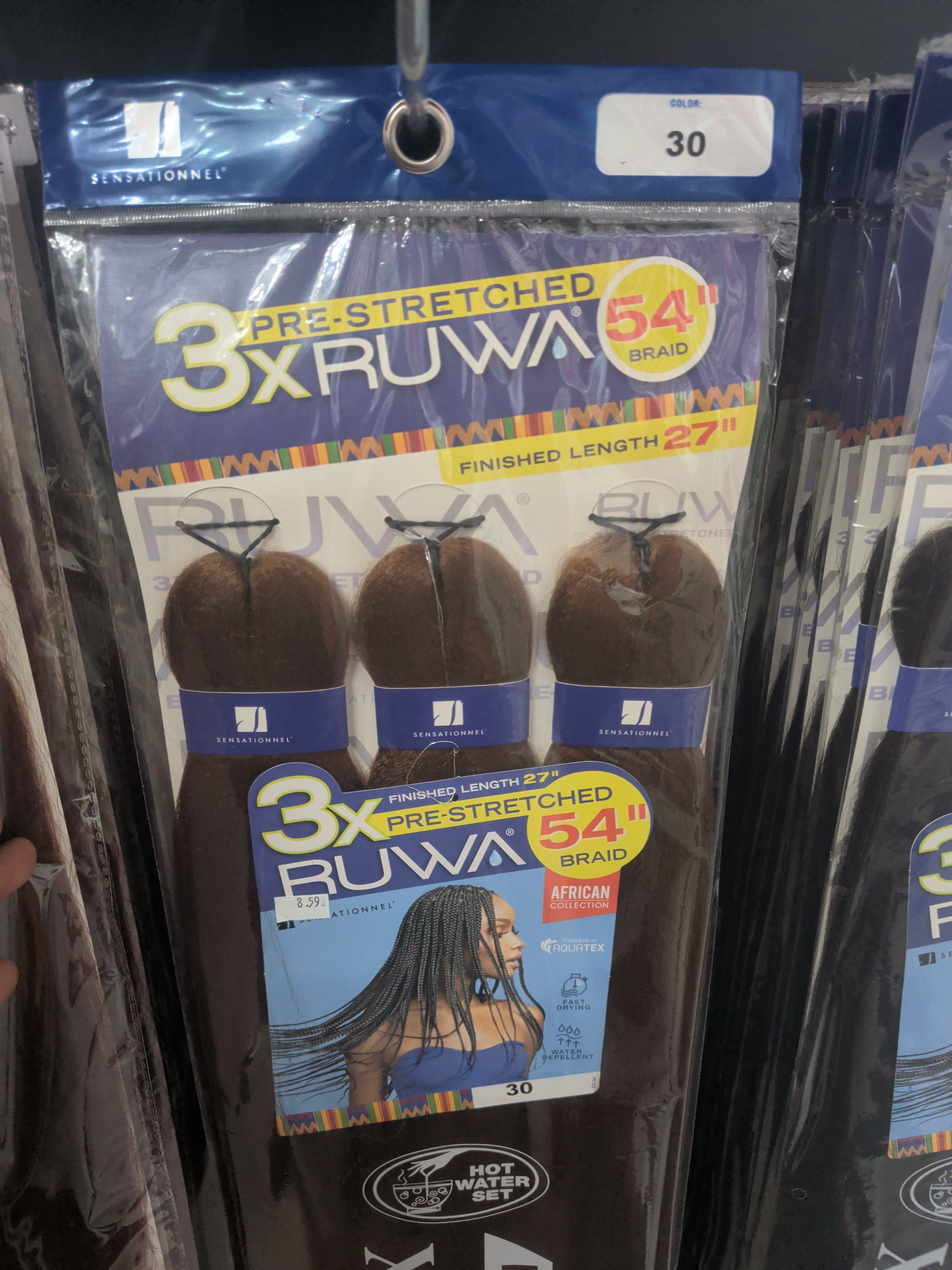 Ruwa 3x 54" pre stretched braiding hair #30